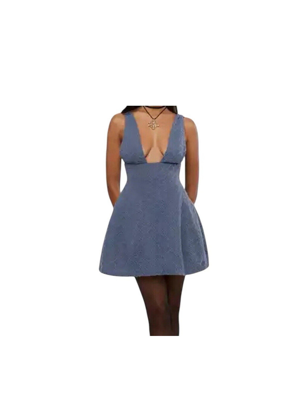 We Wore What Textured Knit Sleeveless Mini Dress Women's Size 4 Blue